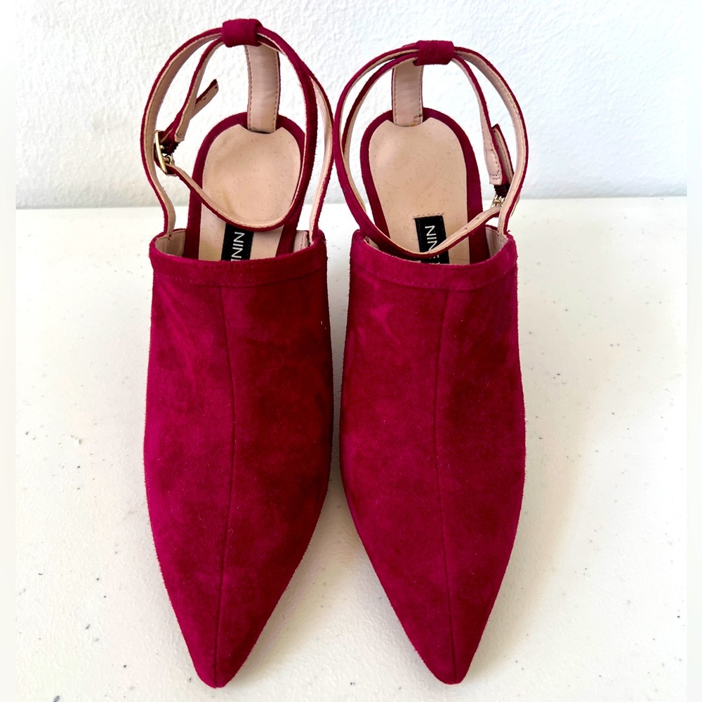 BRAND NEW: Nine West women shoes in pointed toe wedge heel suede ankle strap